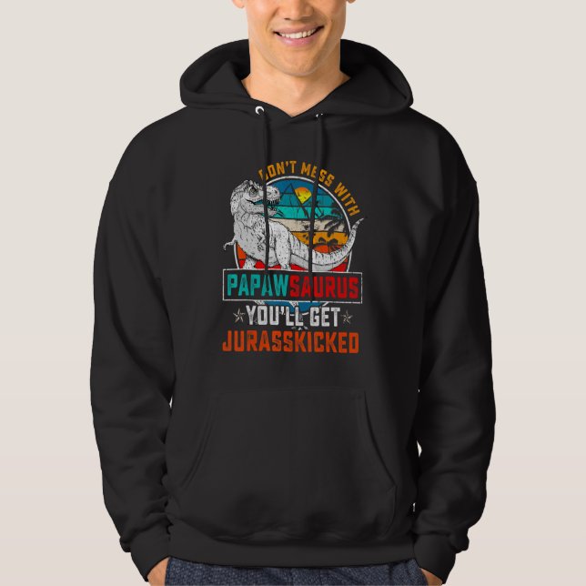 Mens Papawsaurus Dinosaur Rex Vintag Vaterschaft D Hoodie (Vorderseite)
