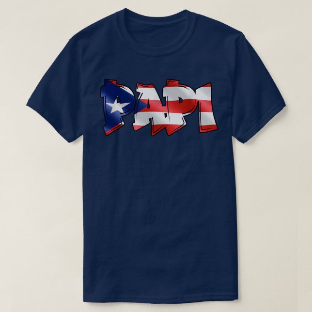Mens Papi Puerto Rico Flag PR Prior Pater Vater Bo T-Shirt (Design vorne)