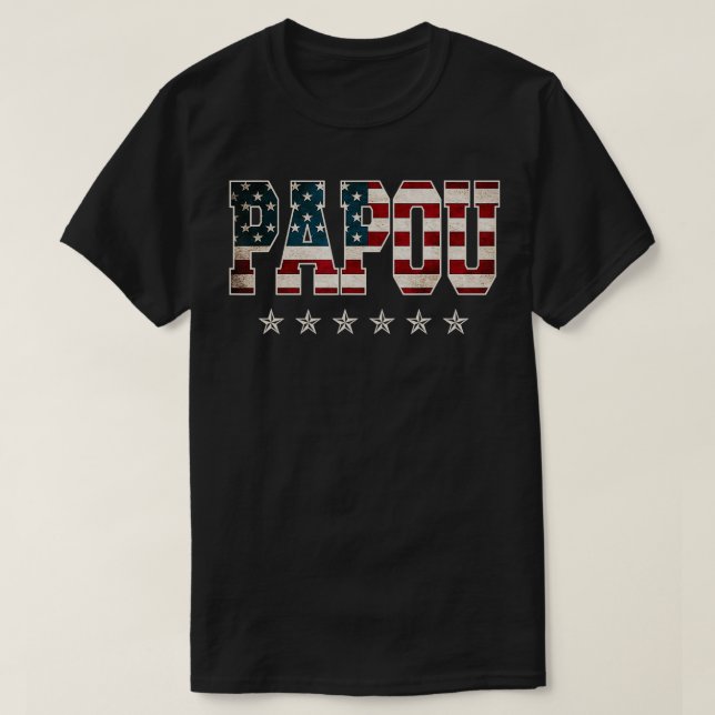 Mens Papou Gift Father's Day American Flag 4th of  T-Shirt (Design vorne)