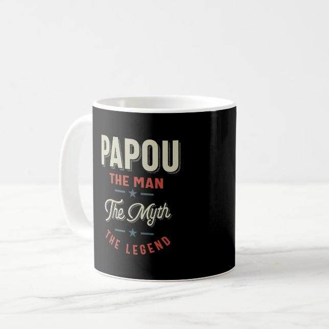 Mens Papou Shirt Geschenk: Der Mann, der Mythos, d Kaffeetasse (Vorderseite Links)