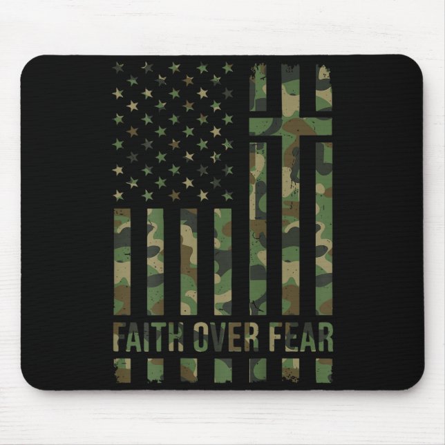 Men's Patriotic Christian Faith Over Fear American Mousepad (Vorne)