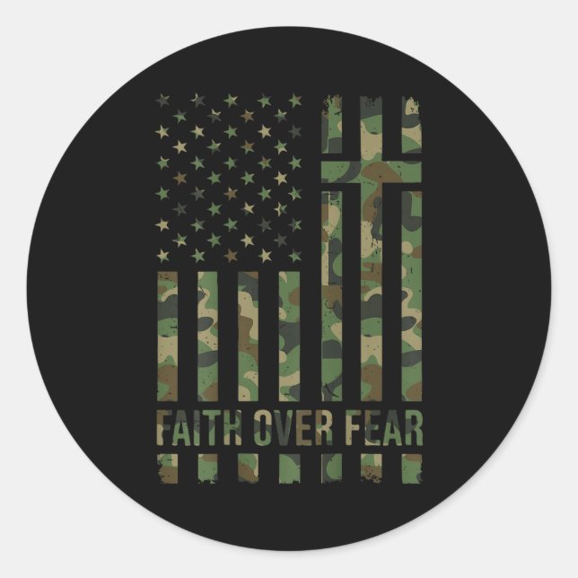 Men's Patriotic Christian Faith Over Fear American Runder Aufkleber (Vorderseite)