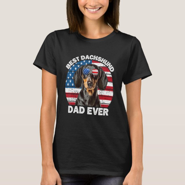 Mens Patriotic Dackel Vater Dackel Weiner Dog T-Shirt (Vorderseite)