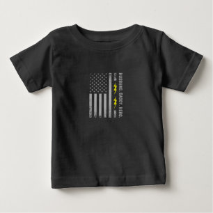 Mens Patriotic Electrical Vater American Flag Fars Baby T-shirt