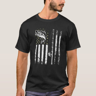 Mens Patriotic Fishing Camouflage USA Flagge Bass  T-Shirt