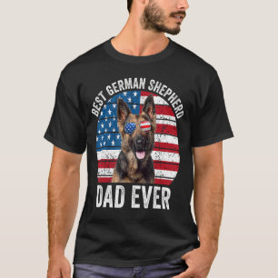 Mens Patriotic German Shepherd Vater American Flag T-Shirt