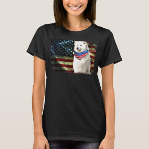 Mens Patriotic Samoyed American Flag Hunde Männer  T-Shirt