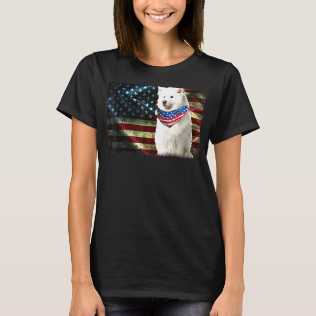 Mens Patriotic Samoyed American Flag Hunde Männer  T-Shirt (Vorderseite)
