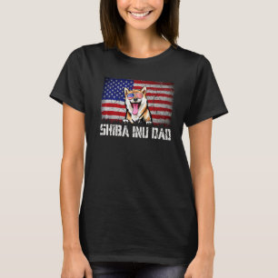 Mens Patriotic Shiba Inu Vater American Flag 4. T-Shirt