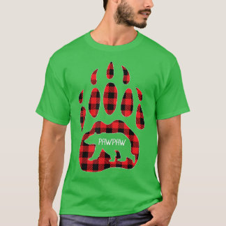 Mens Pawpaw Bär Rot Kariert Buffalo Pawpaw Matchin T-Shirt