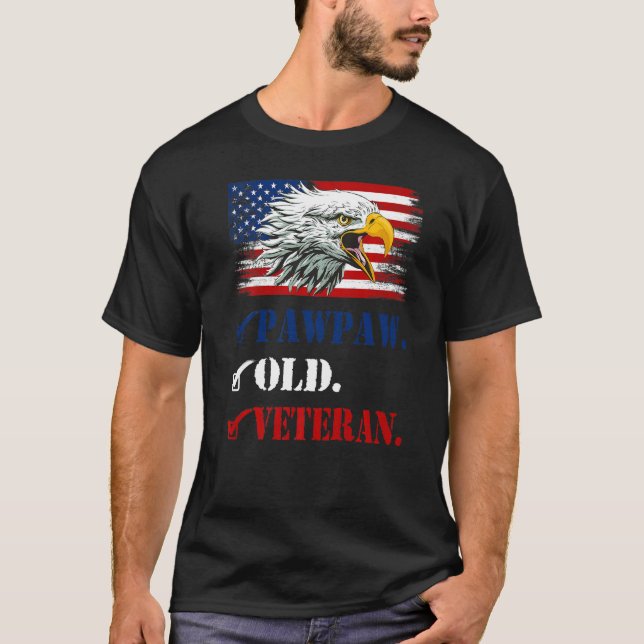 Mens Pawpaw Old Veteran American Eagle Flag Cool F T-Shirt (Vorderseite)