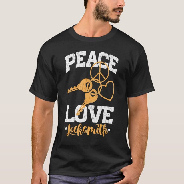 Mens Peace Liebe Locksmith Lock Picking Locksmithi T-Shirt (Vorderseite)