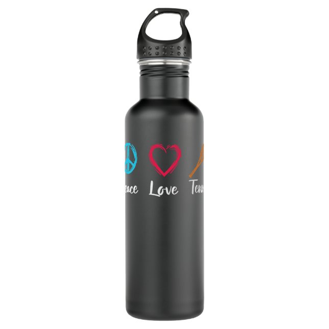 Mens Peace Liebe Tennis Edelstahlflasche (Vorderseite)
