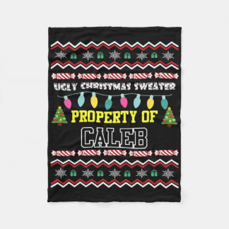 Mens Personalisiert Vorname Caleb Ugly Christmas Fleecedecke