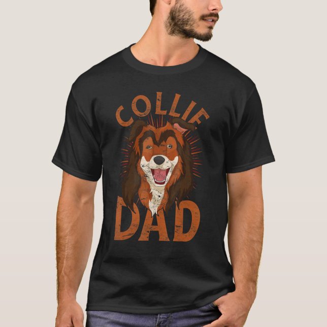 Mens Pet Animal Collie Dad Fathers Day Dog  Rough  T-Shirt (Vorderseite)