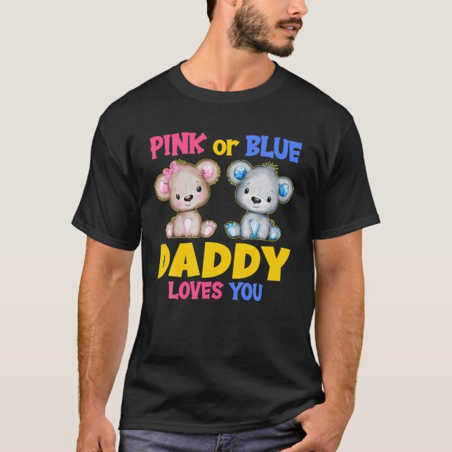 Mens Pink oder Blue Daddy Lieben Sie Baby Dusche g T-Shirt (Vorderseite)