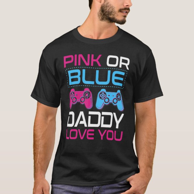 Mens Pink oder Blue Gender Reveal Video Game Daddy T-Shirt (Vorderseite)