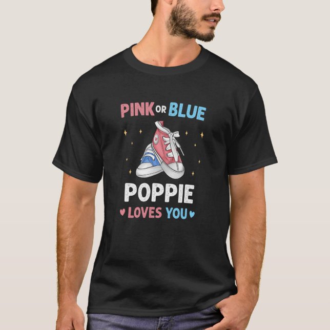 Mens Pink oder Blue Poppie Lieben Sie Grandpa Baby T-Shirt (Vorderseite)