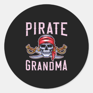 Mens pirate grandma grandmother granny pirate runder aufkleber