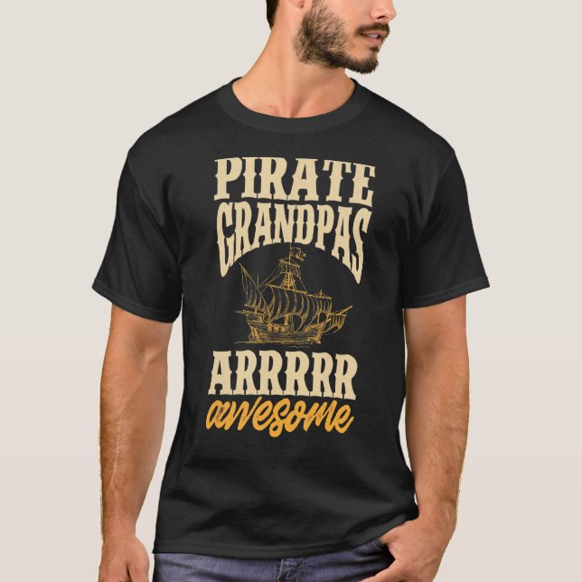 Mens Pirate Grandpa Piratenflagge Freebooter 3 T-Shirt (Vorderseite)