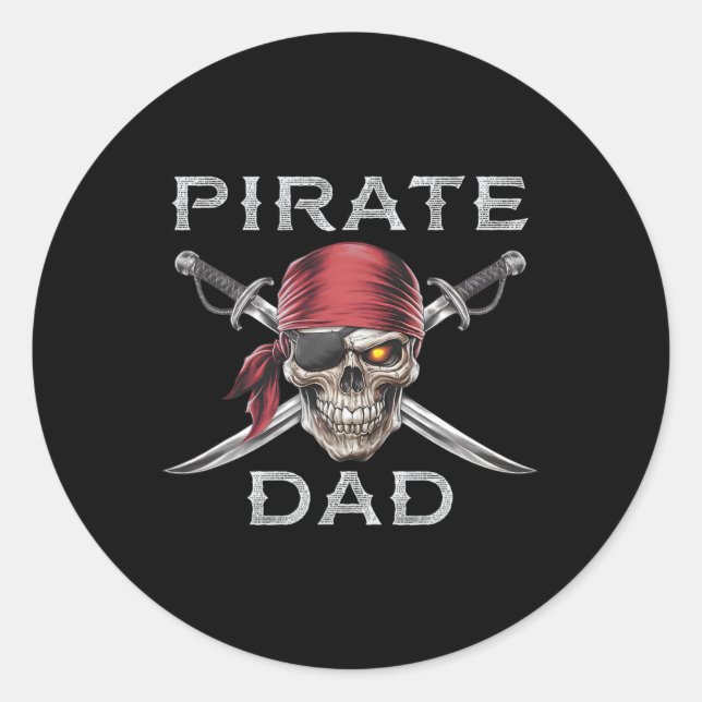 Mens Pirate Vater Runder Aufkleber (Vorderseite)