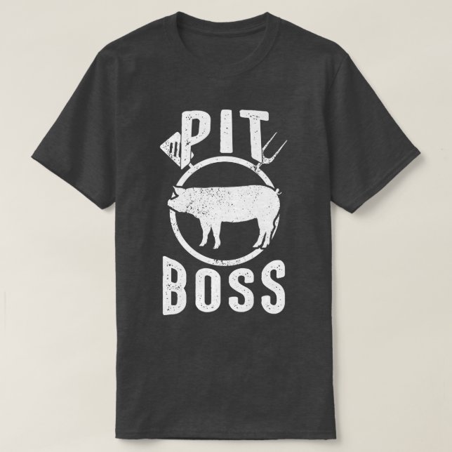 Mens Pit Boss Shirt BBQ Funny Pitmaster Pig Grilli (Design vorne)