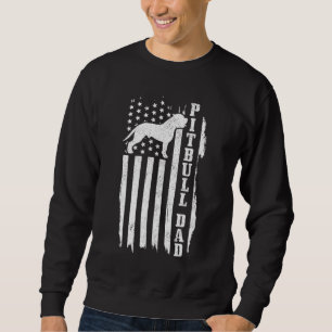 Mens Pitbull Dad Vintage American Flag Patriotic P Sweatshirt