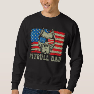 Mens Pitbull Vater American Pit Bull Dog Us Flag 4 Sweatshirt
