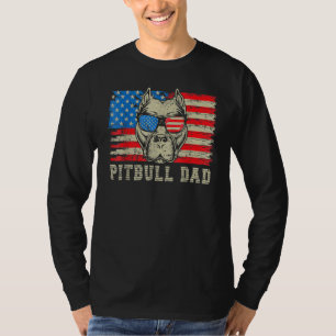 Mens Pitbull Vater American Pit Bull Dog Us Flag 4 T-Shirt