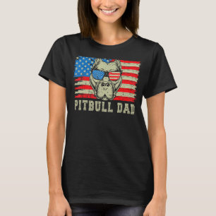 Mens Pitbull Vater American Pit Bull Dog Us Flag 4 T-Shirt