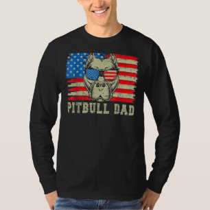 Mens Pitbull Vater American Pit Bull Dog Us Flag 4 T-Shirt