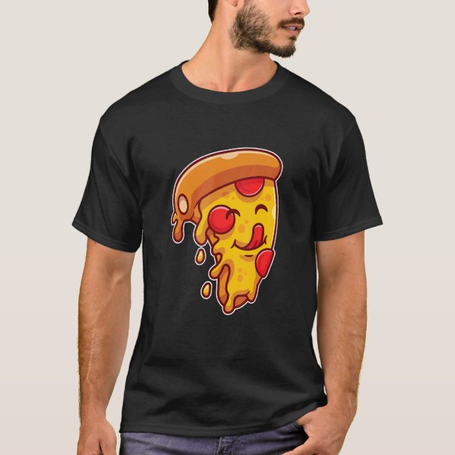 Mens Pizza Liebe Herzstück Pepperoni Slice für Piz T-Shirt (Vorderseite)