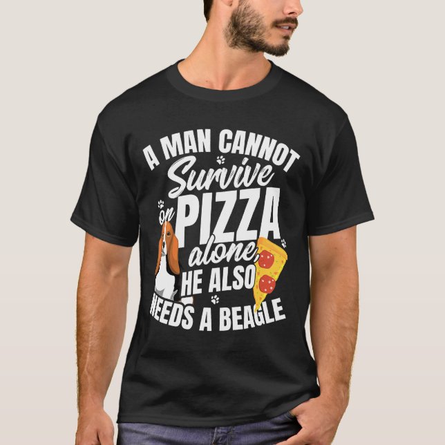 Mens Pizza und Beagle Dog and Food Liebe Puff T-Shirt (Vorderseite)