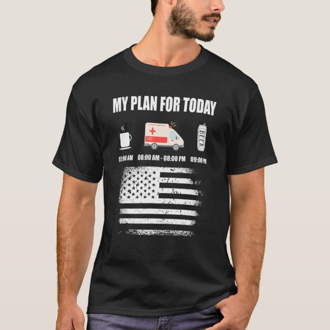 Mens Plan for Today Paramedice American Flag USA E T-Shirt (Vorderseite)