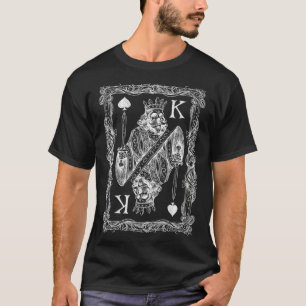 Mens Poker Spade King Skeleton King with Sword  T-Shirt