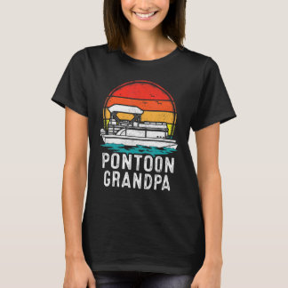 Mens Pontoon Boat Vintag Sunset Pontoon Opa F T-Shirt