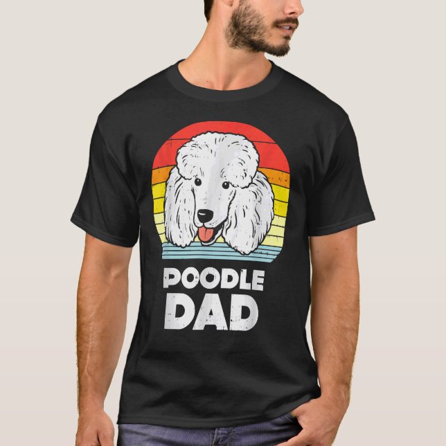 Mens Poodle Vater Sunset Retro Tier Hund Lover T-Shirt (Vorderseite)