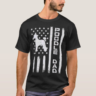 Mens Poodle Vater Us Flag Vintag Patriot Dog Lover T-Shirt