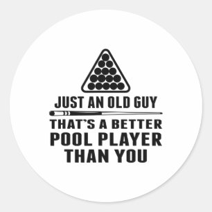 Mens Pool Player Shirt in Billard nur ein Ol Runder Aufkleber