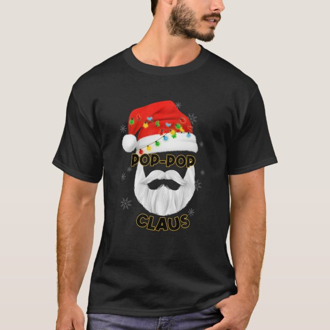 Mens Pop-Pop Claus Weihnachtsmannmütze T-Shirt (Vorderseite)