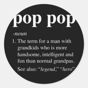 Mens Pop Pop Definition Funny Poppop Wörterbuch Runder Aufkleber
