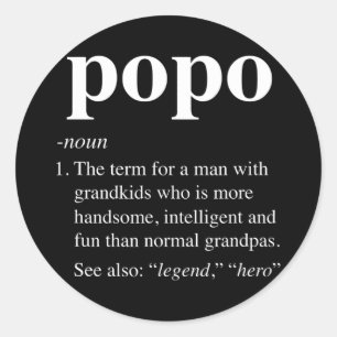Mens Popo Definition Funny Noun Opa definiert Runder Aufkleber
