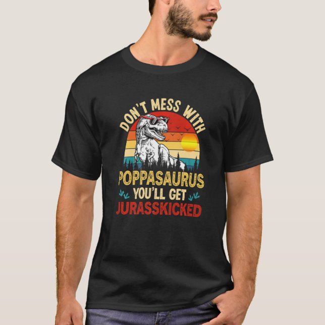 Mens Poppasaurus Dinosaurier Rex Vaters gestört T-Shirt (Vorderseite)