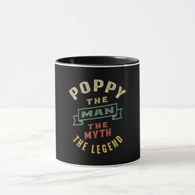 Mens Poppy The Man Myth Legend Vater Gift Tasse (Zentrum)