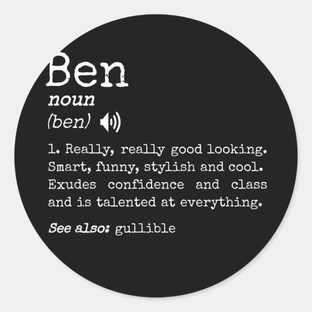 Mens Prank Vorname Bedeutung Wörterbuch Runder Aufkleber (Vorderseite)