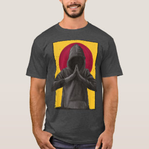 Mens Praying Hood Japan Flag Anime T-Shirt