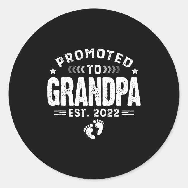 Mens Promoted To Grandpa Est 2022 Funny New Grandp Runder Aufkleber (Vorderseite)