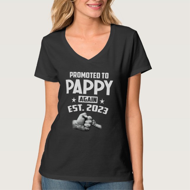 Mens Promoted To Pappy Again 2023 Pregnancy Announ T-Shirt (Vorderseite)