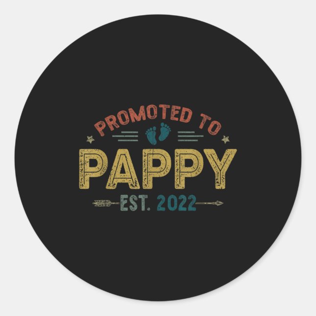 Mens Promoted To Pappy Est 2022 Funny New Pappy  Runder Aufkleber (Vorderseite)