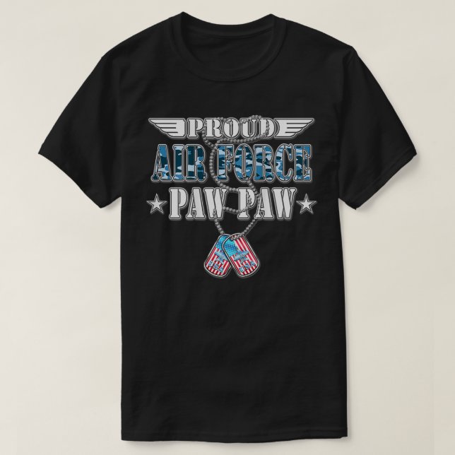 Mens Proud Air Force Paw US Flag Hundesags Win T-Shirt (Design vorne)